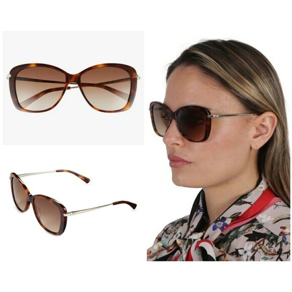 💕LONGCHAMP💕 56mm Gradient Lens Butterfly Sunglasses ~ Blonde Havana NWT - Picture 1 of 6